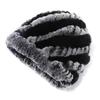 Sombrero de Piña Espiral Hecho de Piel de Conejo Rex, Gorro de Cuero Tejido de Invierno Cálido Engrosado para Mujer, Espiral Engrosado para Personas Mayores