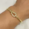 Pulseira com Fivela de Ferradura, Luxo Leve e de Alta Qualidade, Cheia de Diamantes, Pulseira Exquisita, Estilo Casal, Celebridade da Internet, Pulseira Versátil e Fashion em Ouro Rosé
