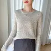 Raro y lujoso suéter de punto de mezcla de cachemira - Kangbaile 75% cachemira + 25% seda de morera para mujer, top de talla grande, suave y cómodo