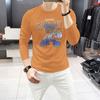 Camiseta de manga larga con cuello redondo para hombre, nueva camiseta de otoño e invierno, fina, con diamantes de imitación, estilo europeo, para hombre