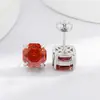 Transmisión en Vivo Más Vendidos Pendientes de Piedras Preciosas de Colores Diamante de Alto Carbono Corte Rosa Milenario Pendientes Octogonales y Pendientes de Moda Transfronteriza Europea y Americana