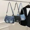 Bolso de mezclilla lavado de moda estilo coreano con bloques de color modernos 2026 nuevo bolso cuadrado pequeño ligero bolso cruzado casual para mujer