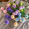 6 Cabezas de Lila, Crisantemo de Carpa Dragón, Alfombra Roja de Boda Fresca, Flores Artificiales para Exhibición, Flores Simuladas para Fondo de Recepción de Hotel