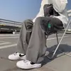 Estilo japonês cityboy Crock Calças Masculinas Moda Marca Pingente Reto Solto com bolso grande Ins High Street Casual Wide Leg Pants