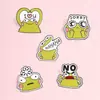 Broche de rana de dibujos animados transfronterizo, una insignia metálica de rana pequeña divertida y peculiar para decorar mochilas y ropa