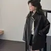 Roupa Infantil Estilo Coreano 2026 Outono Novidades Jaqueta de Couro Reversível Corta-vento Comprimento Médio Jaqueta Casaco Estilosa para Meninas
