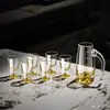 Juego de Copas de Cristal para Licores de Lujo Ligero con Decantador de Borde Dorado, Vasos de Chupito de Estilo Sencillo, Copas en Forma de Bala y Copas para Licores