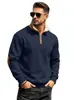 Suéter de malha transfronteiriço gola de pele espessa zíper gola alta couro emendado forro escovado de veludo sweatshirt casual europeu e americano masculino