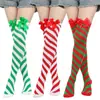 Calcetines Transfronterizos con Lazo Navideño, Rayas de Caramelo, Rayas Diagonales Blancas y Rojas, Calcetines Hasta la Rodilla, Accesorios para Fiesta de Baile, Suministro Directo de Fábrica