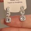 S925 agulha de prata Coreia do Sul novos brincos geométricos de zircão mulheres super brilhante luz luxo nicho quadrado brincos de diamante Internet brincos de celebridade