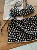 Traje de baño para mujer Estilo Ins Coreano Chica Linda Floral Deseo Puro Pequeña Fragancia Falda Conservadora Bikini de Tres Piezas