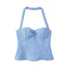 Top Europeo y Americano Transfronterizo sin Mangas con Cuello Halter Plegado Único, Moda Femenina Nueva Versátil con Cuello de Resorte en Forma de Corazón