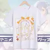 Camiseta Branca Rem Clothing Masculina Estilo Japonês Solta Estudante Verão Estampa Anime Manga Longa e Curta