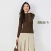 Camiseta Interior de Manga Larga para Mujer, Color Sólido, Transpirable, Algodón, Cuello Mao Pequeño, Capa Base, Nueva para Otoño Invierno, Simple, Ajustado, Tejido para Mujer