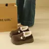 Tendencia de Moda Cuero Gamuza Zapatos Birkenstock Mujer 2026 Invierno Suela Gruesa Slip-on Antideslizante Ligeros Cálidos Zapatos de Algodón