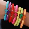 Pulsera cruzada bohemia nueva transfronteriza de Amazon, traje de ocho piezas, pulsera elástica de cerámica suave de color sólido