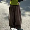 Novo modelo de calça curva de algodão lavado estilo coreano para primavera e outono de 2026 para meninas mais velhas e meninas pequenas