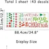 Pegatinas de pared de texto Feliz Navidad, Feliz Año Nuevo, pegatinas de copos de nieve y regalos, pegatinas de puerta de acebo, pegatinas de decoración navideña para ventanas de centros comerciales