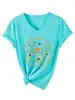 En una Carretera Oscura y Desierta Amazon Wish Sitio Independiente Moda Casual Camiseta de Manga Corta con Cuello en V para Mujer