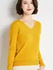 Novo Suéter de Tricô Básico Elegante para Outono e Inverno, Gola V Lisa de Manga Longa, Camada Interna, Suéter Simples para Usar por Cima, Suéter com Decote Coração para Mulheres