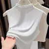 Suéter de Punto Ligero, Suave y Flexible con Cuello Falso, Chaleco de Capa Versátil de Alta Gama para Mujer, Camisa Base de Cuello Alto para Otoño e Invierno