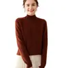 Suéter de cachemira de medio cuello alto para mujer otoño e invierno suéter de cachemira grueso de color sólido holgado de hombro caído punto top
