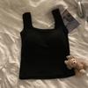 Chaleco de Algodón de Costura con Cuello Cuadrado para Mujer con Tirantes Integrados y Almohadilla para el Pecho Verano Interior para Fondo Exterior Top Corto Estilo Spice Girl