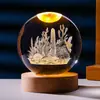 Exclusivo para vendas transfronteiriças: Bola de Cristal 3D Criativa de Animais Marinhos com Base de Madeira, Luz Noturna Luminosa, Ornamento de Bola de Cristal para Mesa