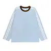 Admite devoluciones T641 # 240g 20 piezas color algodón bloques de color cuello redondo corte holgado manga larga camiseta