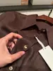 Altamente recomendado! Estilo old money outonal~Versão coreana camisa casual de linho misto com gola marrom para trabalho/dia a dia para mulheres