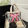 Bolso Mini de Lona con Dibujo Animado Lindo para Mujer Gentil 2024 Nuevo Textil Color Contraste Combinable Bolso de Hombro