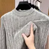 Suéter de Lana de Alta Gama para Hombre 100% Lana Pura Cuello Redondo Otoño/Invierno Engrosado Cálido Casual de Alta Calidad Suéter de Punto Trenzado Hombre
