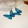 Aretes Redondos Tachonados con Diamantes de Resina Azul Fresco Aguja de Plata, Aretes de Lujo Ligero de Gama Alta, Accesorios para Orejas de Temperamento Estilo Bosque de Nicho