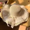 Sombrero de Paja Francés para Mujer 2025 Verano Nuevo Estilo Transpirable Encaje Calado Sombrero de Protección Solar Sombrero de Playa Sombrero de Sol