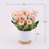Juego de flores artificiales nórdicas, jarrón de plástico, decoración de maceta de flores falsas, planta de crisantemo coreano bonsái en maceta, decoración de mesa para el hogar