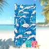Toalla de Playa de Microfibra Estilo Simple Más Vendida Transfronteriza de Amazon para Vacaciones en la Costa, Toalla de Baño Ola del Océano Azul