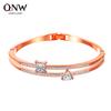 Pulsera Cool Pequeña Fresca de Estilo Japonés y Coreano Pulsera de Doble Diamante Estilo Coreano Dulce Simple Cuadrada Triángulo Costura Circonita