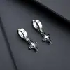 Aretes de Clip Cruzados de Circonia Transfronterizos para Hombres, Pendientes Cuadrados de Diamante de Imitación de Celebridad de Internet de Moda para Mujeres, Joyería de Acero de Titanio de Alta Gama