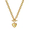 Collar con Colgante de Corazón Grabado con Láser de Números Romanos en Oro de 18 Quilates, Transfronterizo Europeo y Americano, Superventas, Acero Inoxidable, Venta al por Mayor para Mujeres