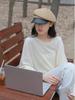 ¡Sensación perezosa de relajación! Camiseta de Manga Larga Suelta con Cuello Redondo, Blusa de Algodón Sorona Tencel Transpirable con Protección Solar para el Verano de Mujer