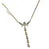 Collar de Borlas Incrustado con Diamantes Nuevo Producto Transfronterizo Cadena para Clavícula de Pedrería Moda Europea y Americana para Fiesta
