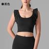 Moda Europeia e Americana Sutiã Esportivo com Bojo Fixo Integrado Camiseta de Manga Curta Renda Push-Up Colete Efeito Emagrecedor Roupa para Yoga Fitness