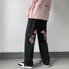 Jeans Bordados para Hombre Verano Rectos Sueltos Tendencia China Streetwear Pantalones Lavado Street Americano Casual Pantalones Largos