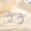 S925 plata esterlina cruz circón hebilla de oreja femenina personalidad Red de moda unisex sentido de alta gama nicho clip de oreja sin perforación