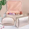Bolsa de Maquiagem Portátil para Viagem Organizador de Maquiagem Bolsa de Couro PU Impermeável Bolsa de Maquiagem Cosmética