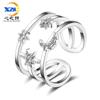 Anillo de Doble Capa Estrella Luna para Mujer Estilo Japonés y Coreano Tendencia Diseño de Anillo de Diamante Sentido del Diseño Nicho Viento Frío Pieza de Mano Multianillo