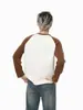 Mtlclothes Roupa Masculina Estilo Coreano Gola Redonda Cor Contrastante Retalhos Raglan Malha Camiseta Básica Confortável Casual Top Tendência