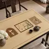 Porta-copos de Mesa com Textura de Madeira Estilo Chinês à Prova de Óleo Impermeável Sem Lavagem Luxo Leve Sensação de Alta Qualidade Toalha de Mesa para Mesa de Centro 2026 Novo Tapete de Mesa de PVC
