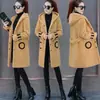 Chaqueta con Capucha para Mujer con Letras, Otoño e Invierno de Longitud Media Versátil Elegante con Capucha de una Sola Pieza Cortavientos de Imitación Cachemir