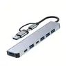 Estación de Acoplamiento Tipo Fábrica Súper 8 en 1 Tipo-C Hub USB 3.0 Lector de Tarjetas Extensor de Audio Venta al por Mayor